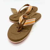 Orange Beige Striped Boho Flip Flop