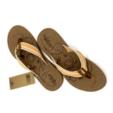 Orange Beige Striped Boho Flip Flop