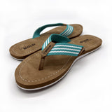 Teal White Striped Boho Flip Flop