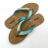 Teal White Striped Boho Flip Flop