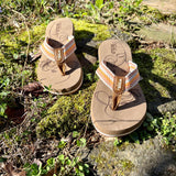 Orange Beige Striped Boho Flip Flop