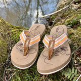 Orange Beige Striped Boho Flip Flop