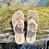 Orange Beige Striped Boho Flip Flop