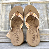 Orange Beige Striped Boho Flip Flop